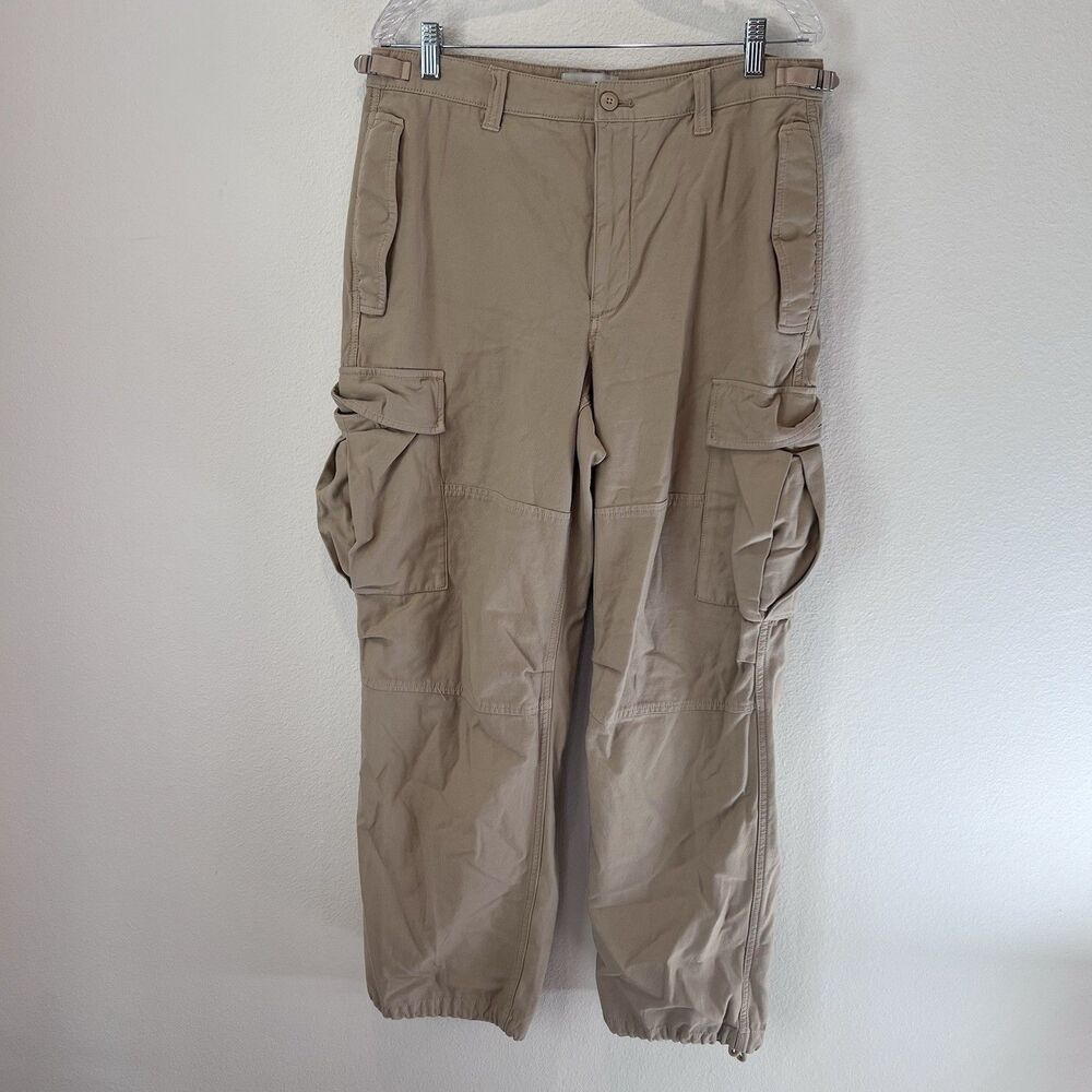 Aritzia TNA Cargo Pants Women’s Sz 12 Tan Mid Rise Loose Baggy Wide Leg 90s Y2K*